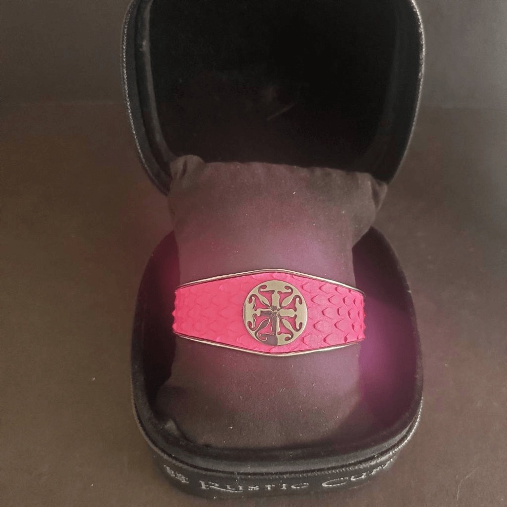 Rustic Cuff NEW Monique Python Side Cut Hot Pink Silver‎ Cuff NWOT